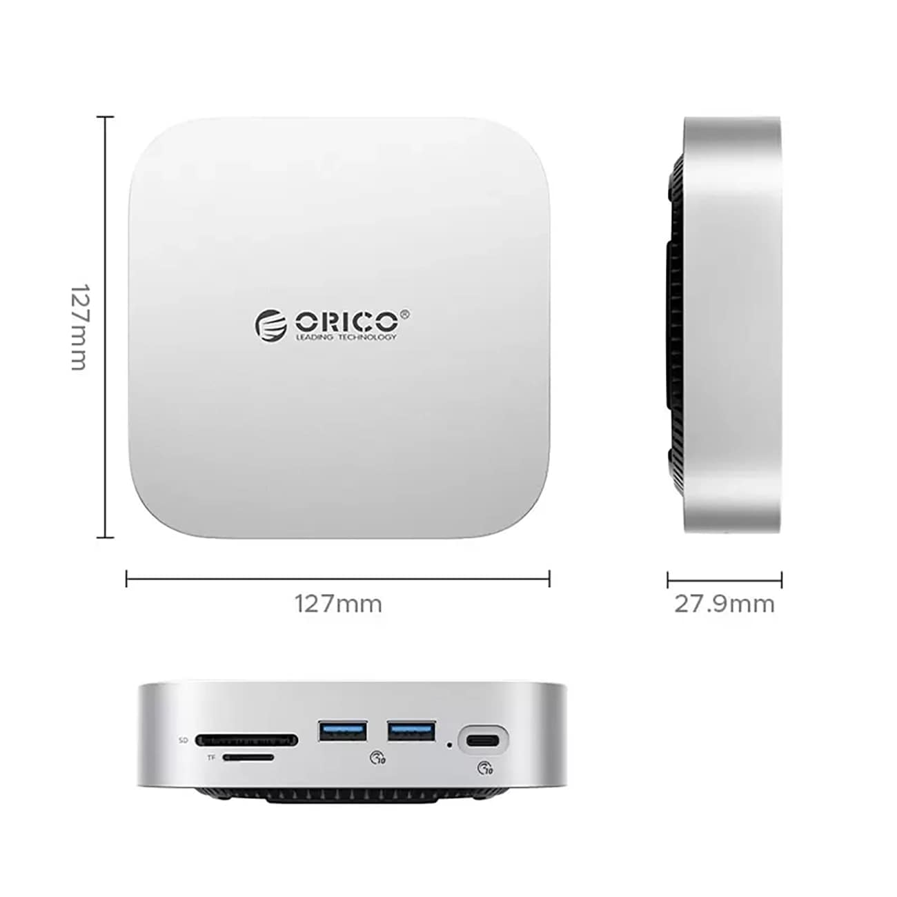 Orico MiniLink 9-i-1-dockningsstation – silver