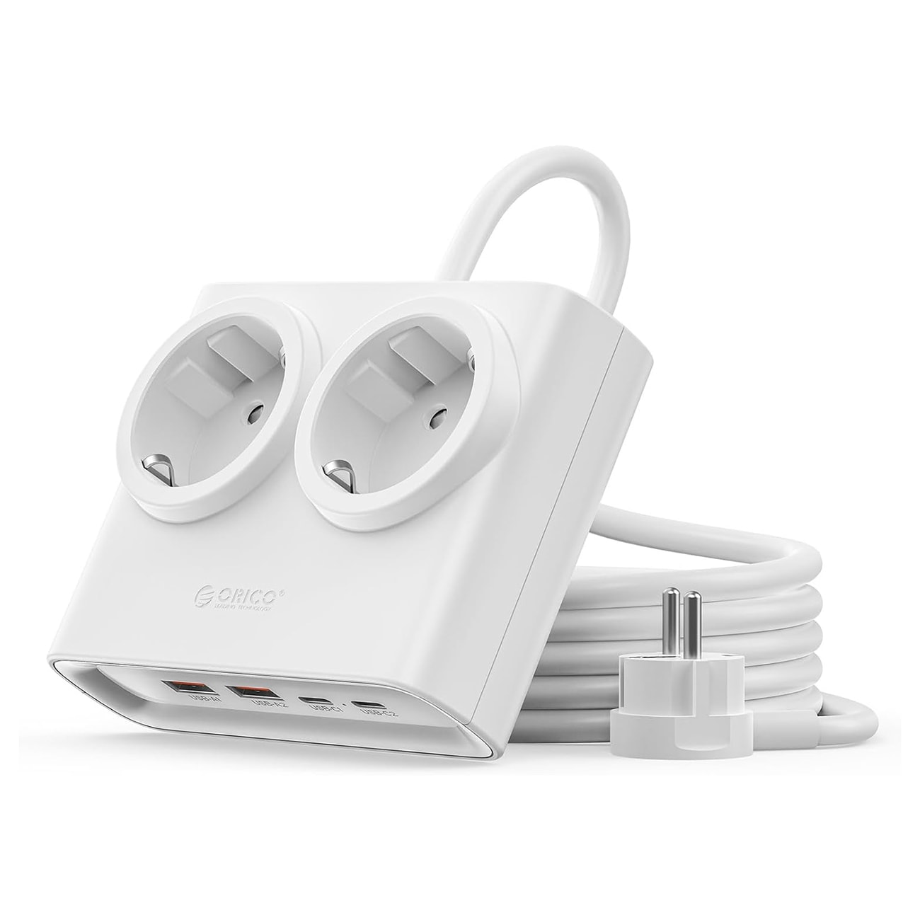 Orico PDC25 25 W 6-i-1-grenuttag 2x växelström + 2x USB-A + 2x USB-C – Vit
