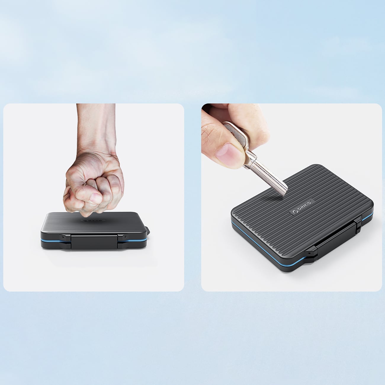 Orico PHCD-fodral för minneskort och datamedier – svart – för SSD/HDD/M.2 + SD/Micro SD/CF