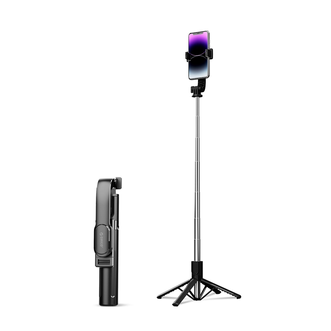 Orico SPN100 Selfiepinne, 1/4" stativ för mobilkamera, 360° rotation, Bluetooth 5.2 – svart