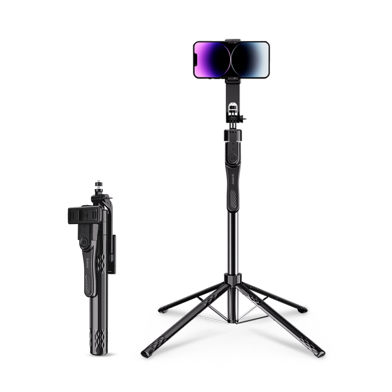 Orico Selfiepinne SPN185, 1/4-tums stativ för mobilkamera, 360° rotation, Bluetooth 5.2 – svart