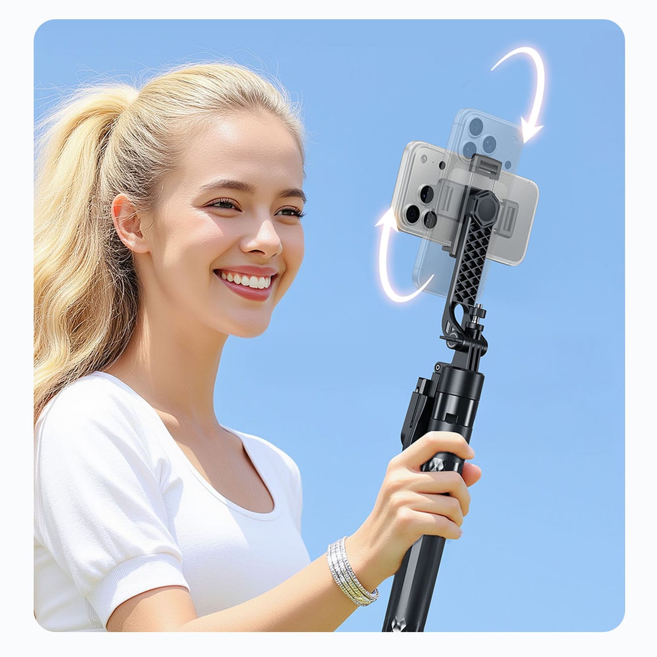 Orico Selfiepinne SPN185, 1/4-tums stativ för mobilkamera, 360° rotation, Bluetooth 5.2 – svart