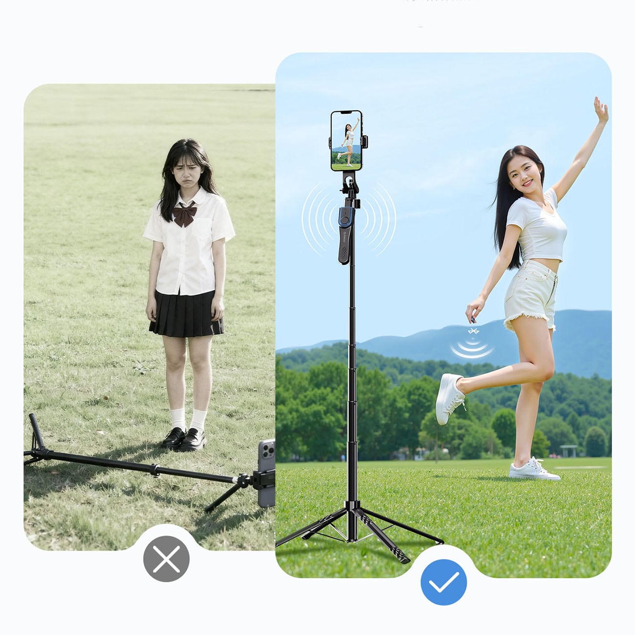 Orico Selfiepinne SPN185, 1/4-tums stativ för mobilkamera, 360° rotation, Bluetooth 5.2 – svart