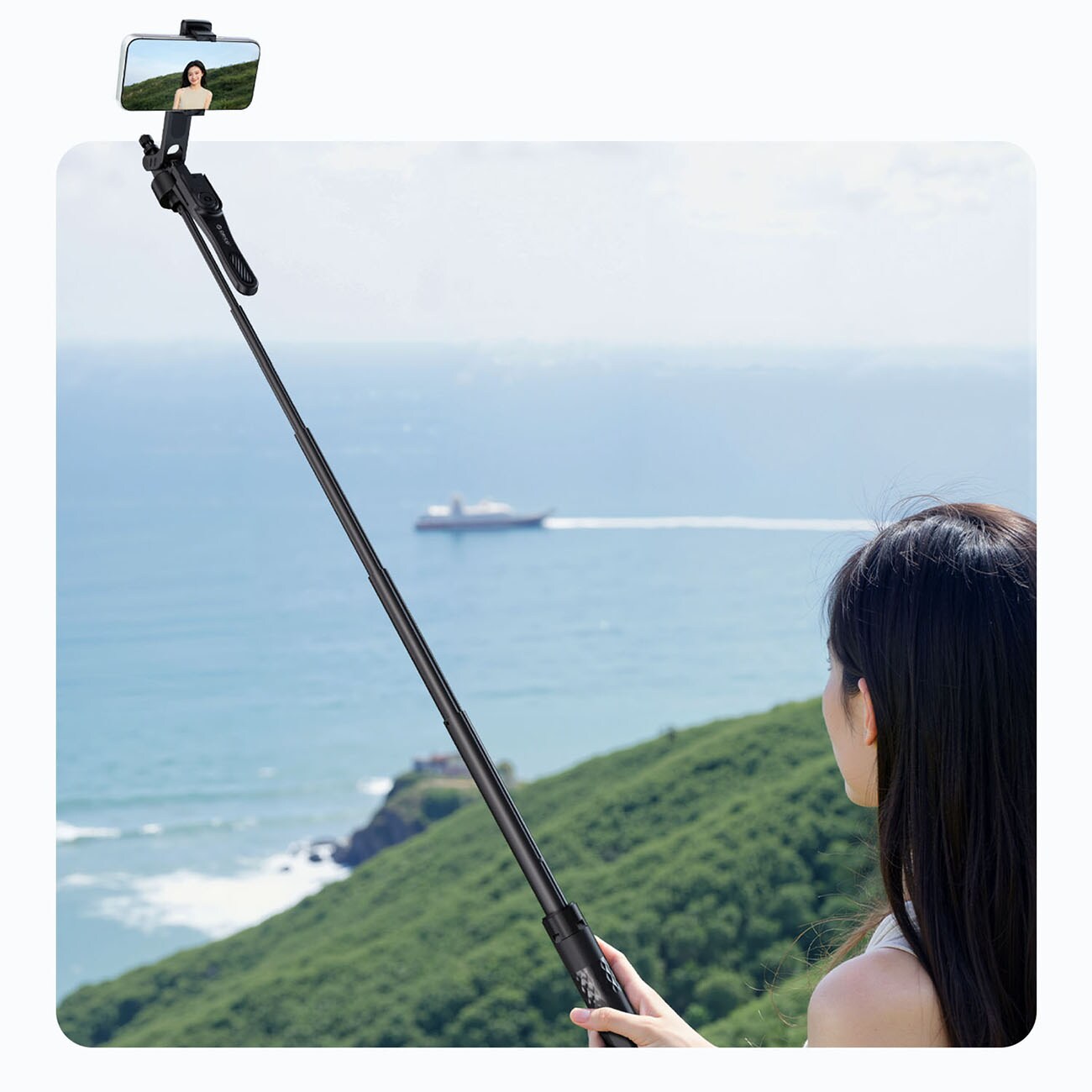 Orico Selfiepinne SPN185, 1/4-tums stativ för mobilkamera, 360° rotation, Bluetooth 5.2 – svart
