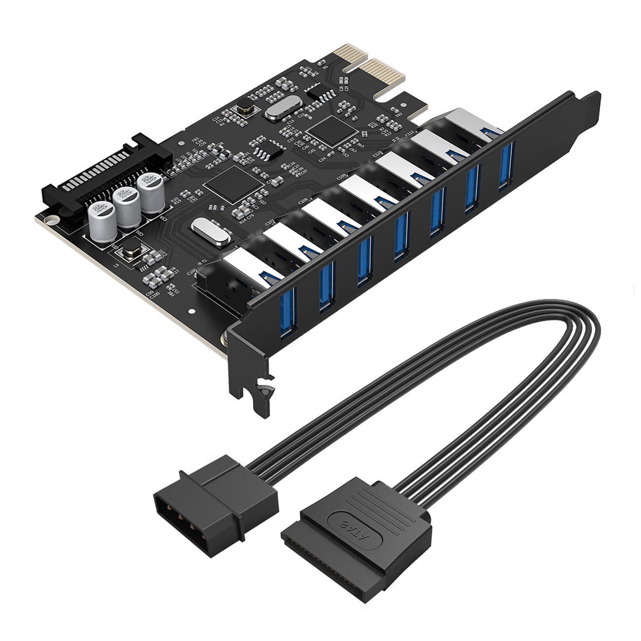 Orico PVU3 PCI-E 7x USB 3.0-expansionskort för stationära datorer – svart