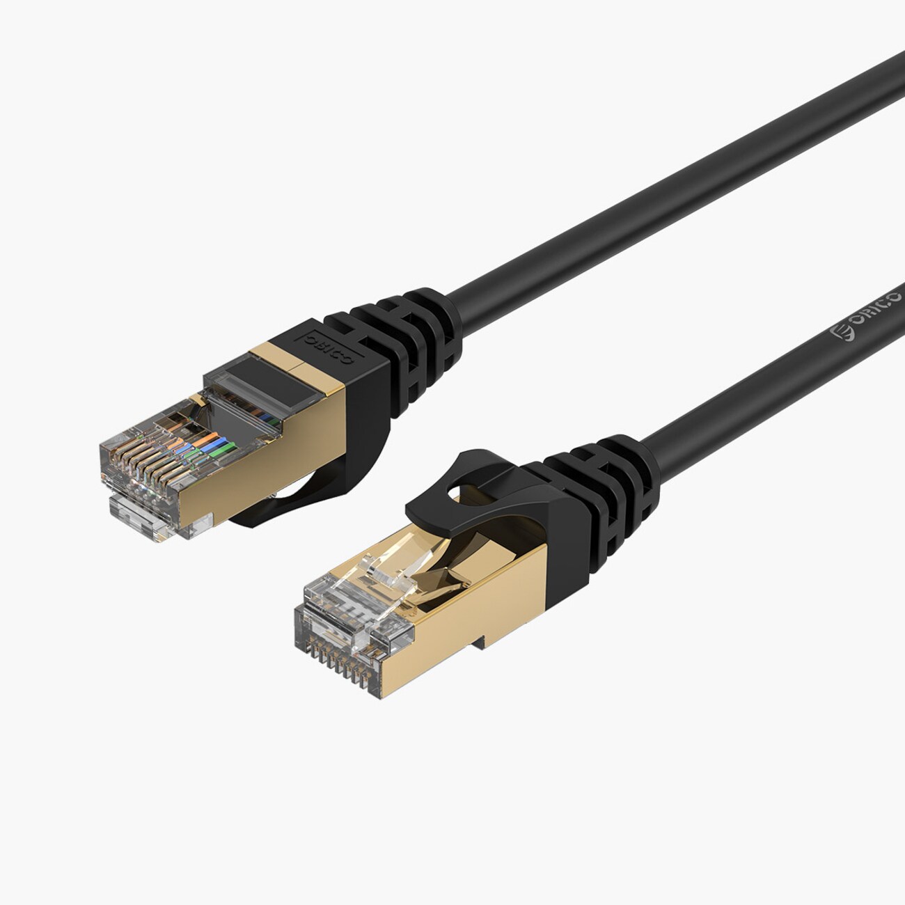 Orico PUG-C7 CAT7 10 Gbps RJ45 Ethernet-nätverkskabel för internet och LAN, rund, 1 m – svart