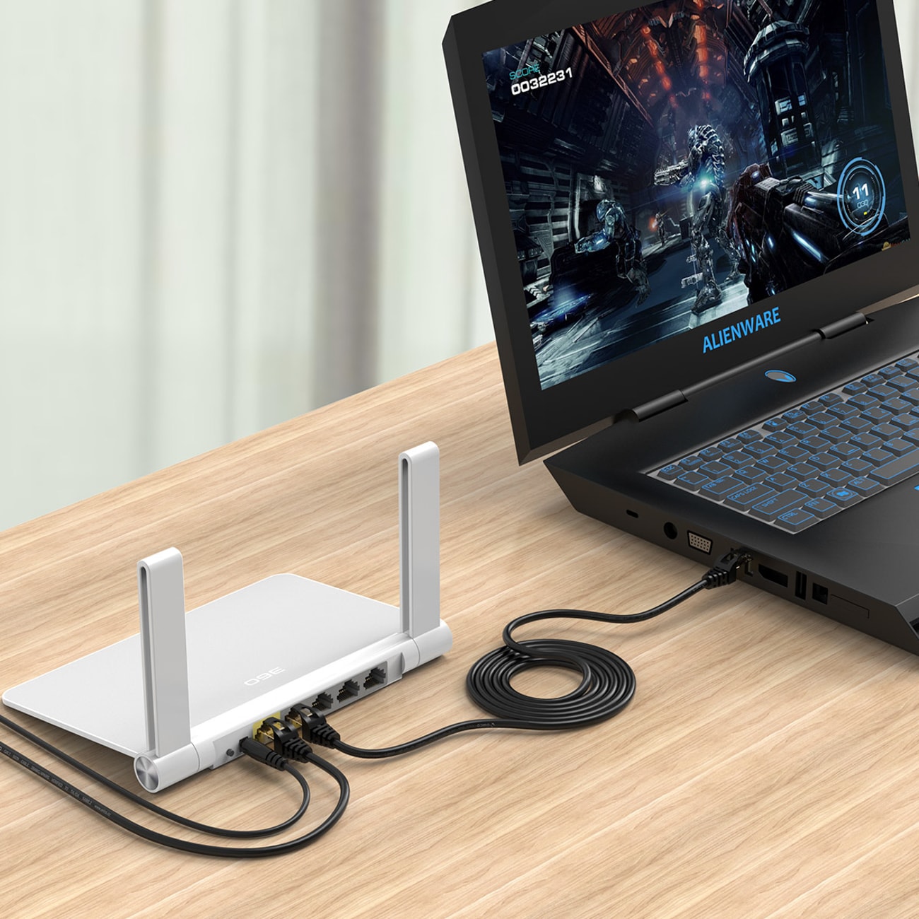 Orico PUG-C7 CAT7 10 Gbps RJ45 Ethernet-nätverkskabel för internet och LAN, rund, 1 m – svart
