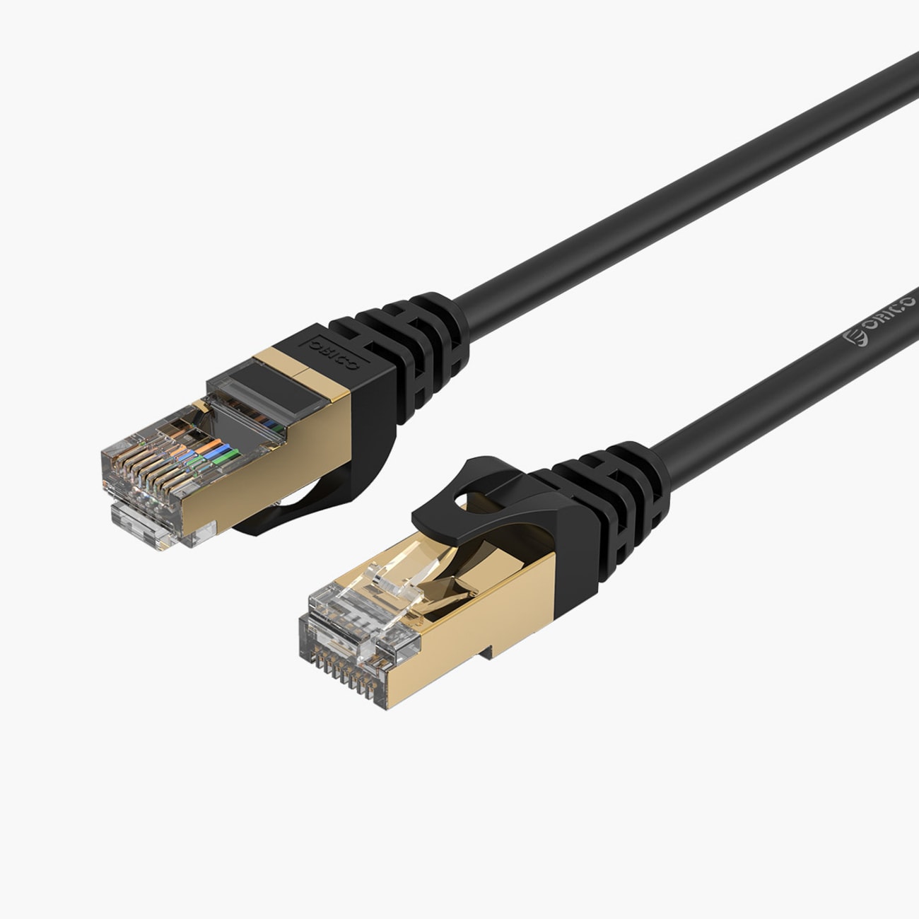 Orico PUG-C7 CAT7 10 Gbps RJ45 Ethernet-nätverkskabel för internet och LAN, rund, 2 m – svart