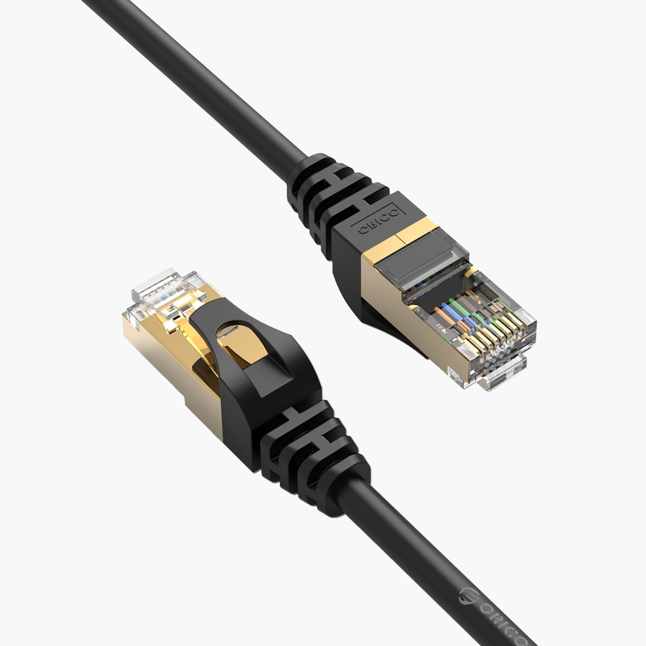 Orico PUG-C7 CAT7 10 Gbps RJ45 Ethernet-nätverkskabel för internet och LAN, rund, 2 m – svart