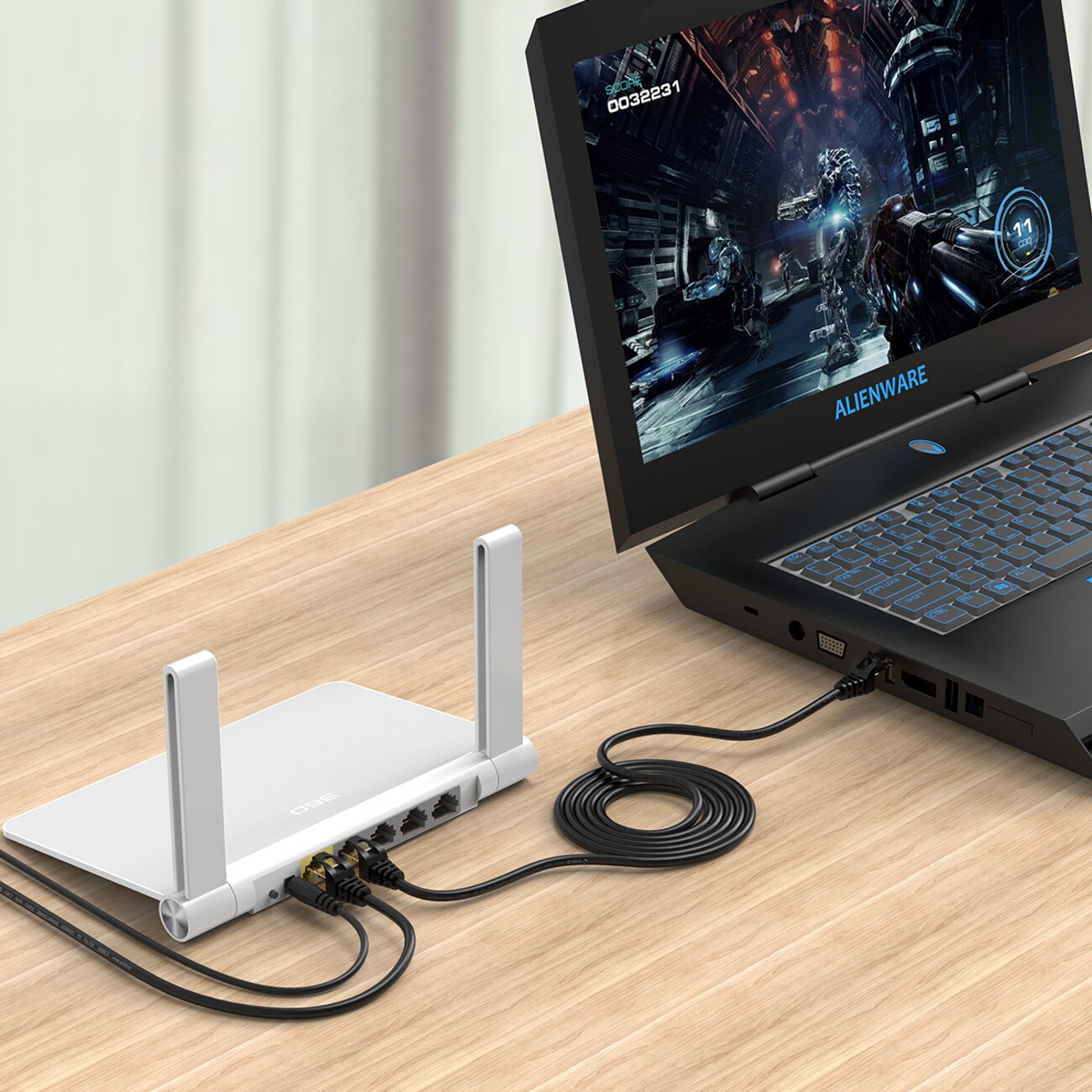 Orico PUG-C7 CAT7 10 Gbps RJ45 Ethernet-nätverkskabel för internet och LAN, rund, 3 m – svart