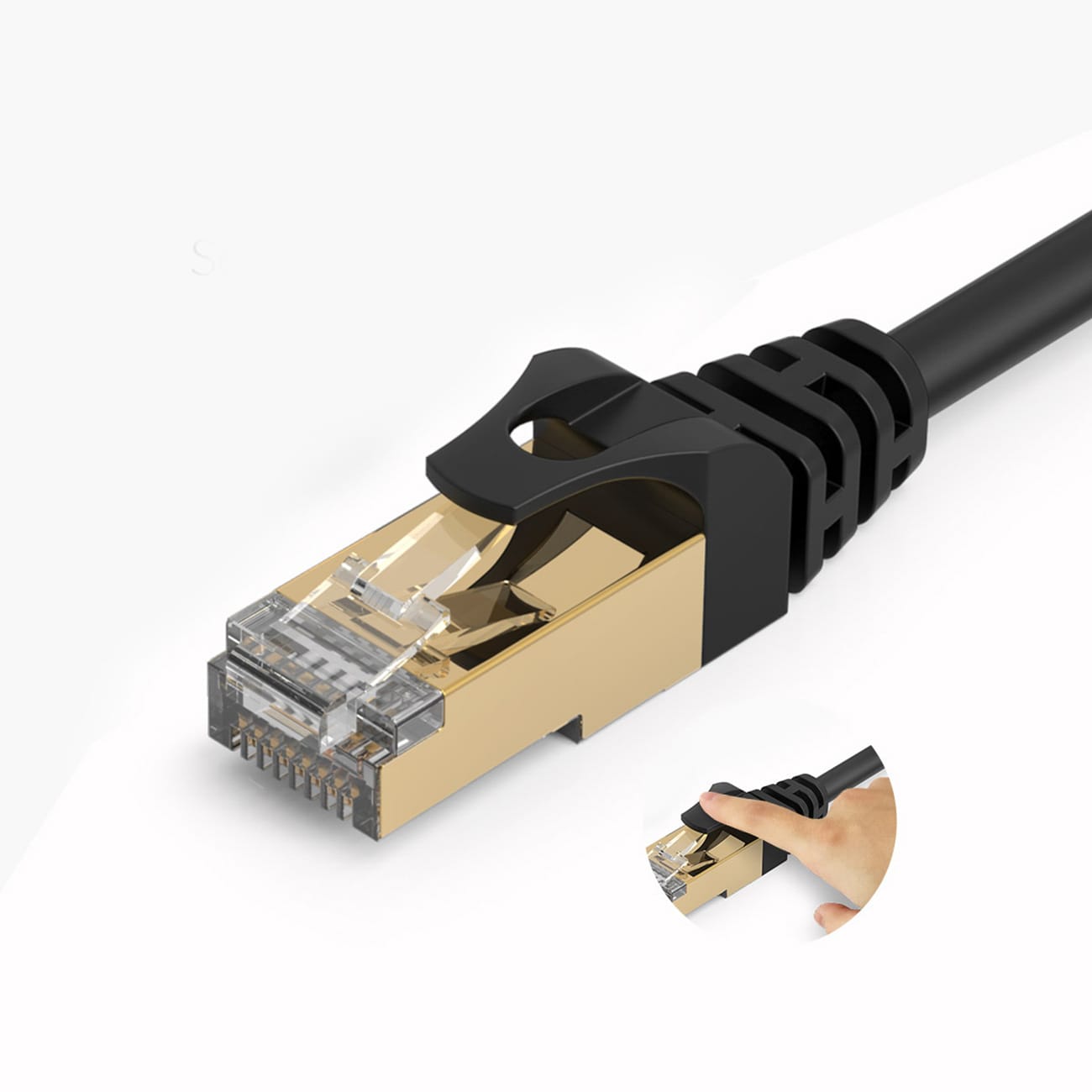 Orico PUG-C7 CAT7 10 Gbps RJ45 Ethernet-nätverkskabel för internet och LAN, rund, 5 m – svart