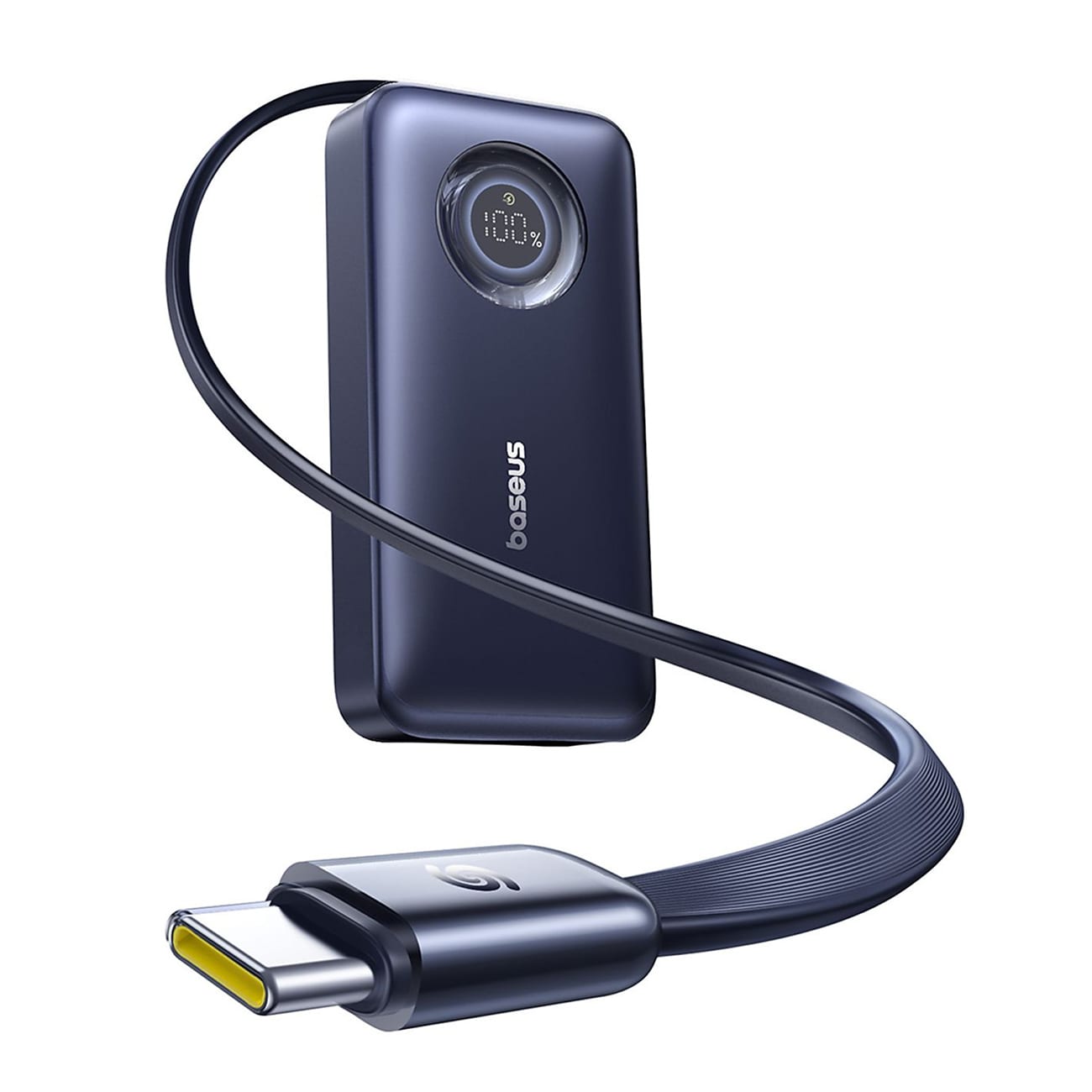 Baseus EnerCore CR11 10 000 mAh 45 W powerbank med infällbar USB-C-kabel – svart
