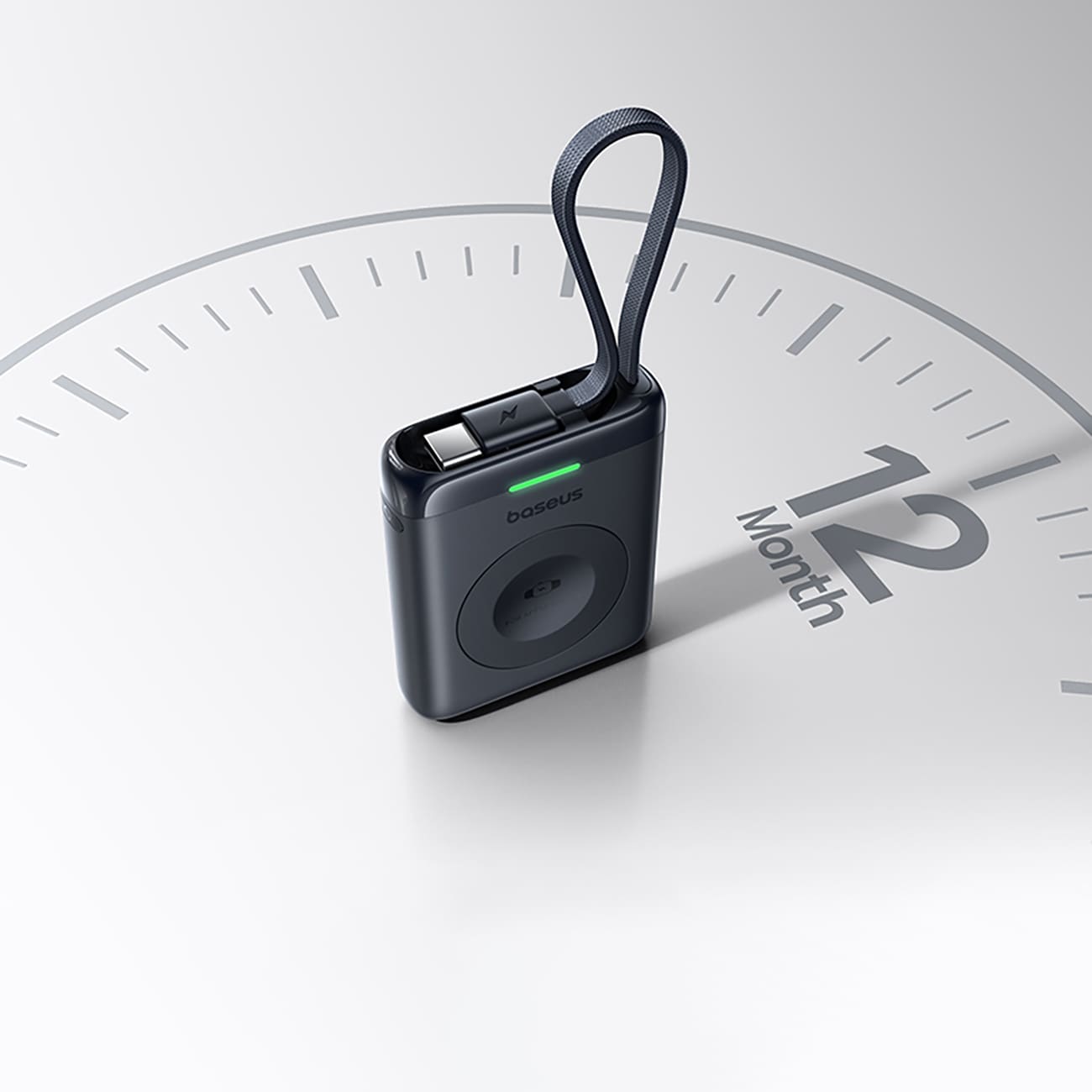 Baseus EnerFill FW11 5 W powerbank for Apple Watch med innebygd kabel – svart