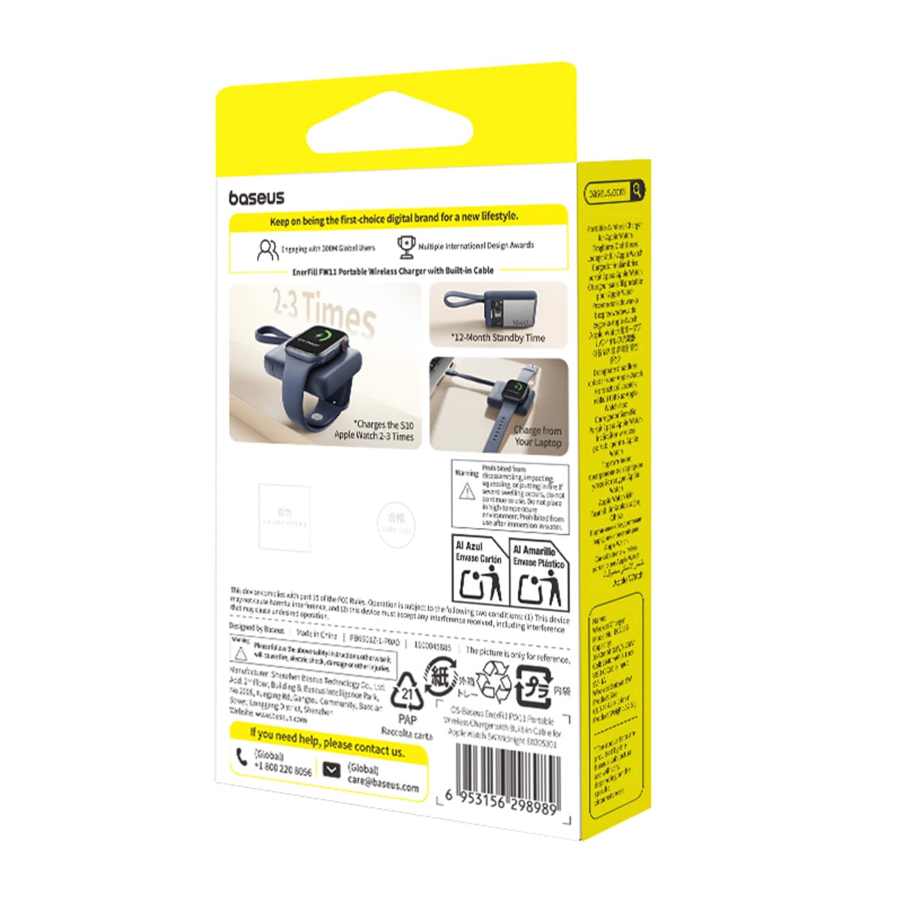 Baseus EnerFill FW11 5 W powerbank for Apple Watch med innebygd kabel – svart