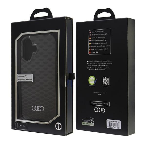 Audi IML-sømønster MagSafe iPhone 16 6,1" sort/sort hardcase AU-IMLMIP16-Q5/D3-BK