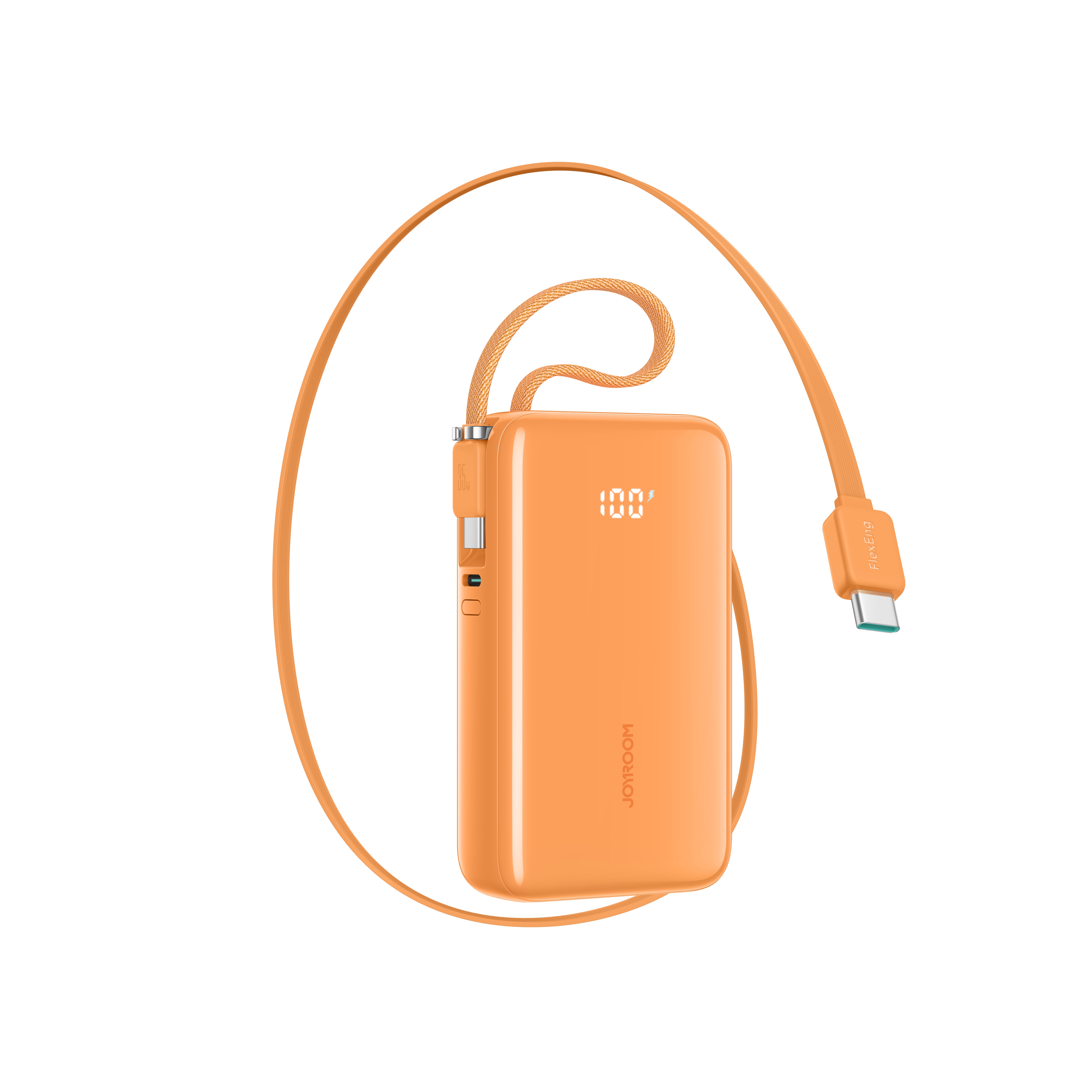 Joyroom JR-PR2L 35 W 10 000 mAh powerbank med inbyggda USB-C-kablar – orange