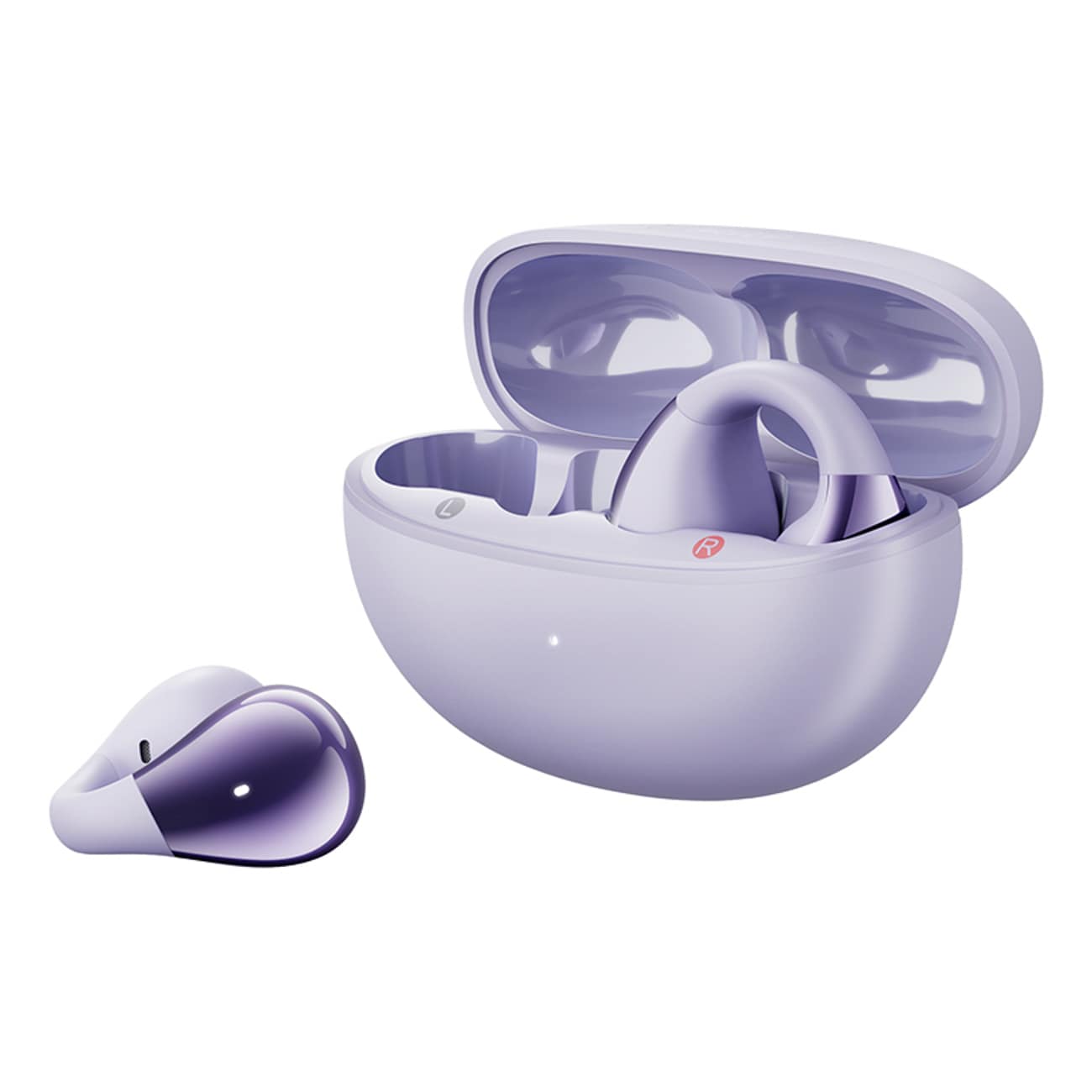 OWS QCY Crossky C30 hörlurar med klämma, IPX4, Bluetooth 5.4 – Lila