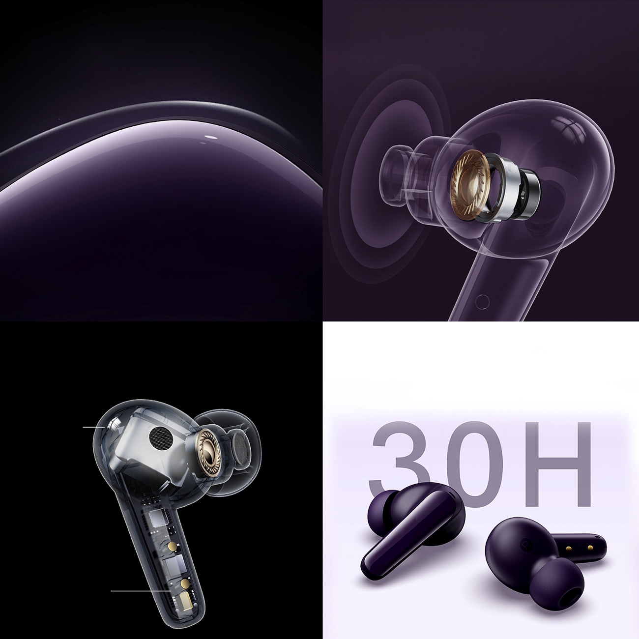 QCY T13X in-ear-hörlurar med ENC, IPX5 och Bluetooth 5.3 – Lila
