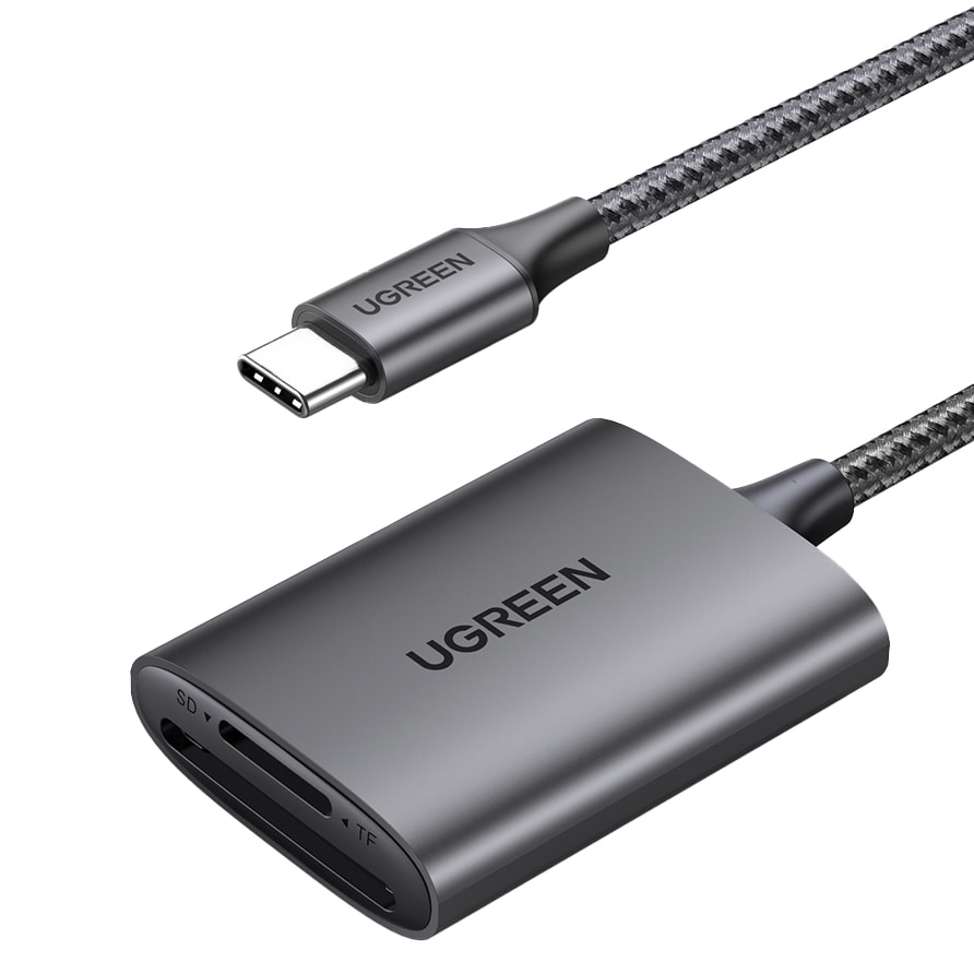Ugreen CM401 USB-C 5 Gb/s SD- och TF-kortläsare – grå