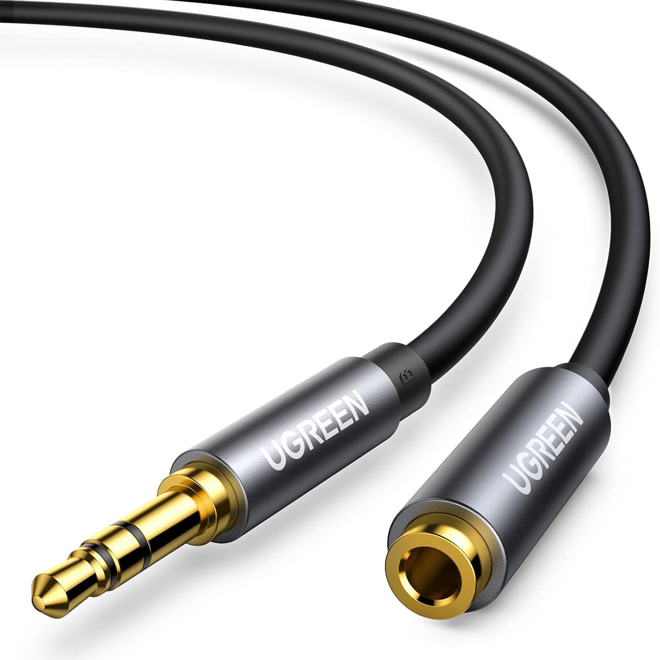 Ugreen AV118 10592-kabel, 3,5 mm minijack (hane) / 3,5 mm minijack (hona), 1 m – silver