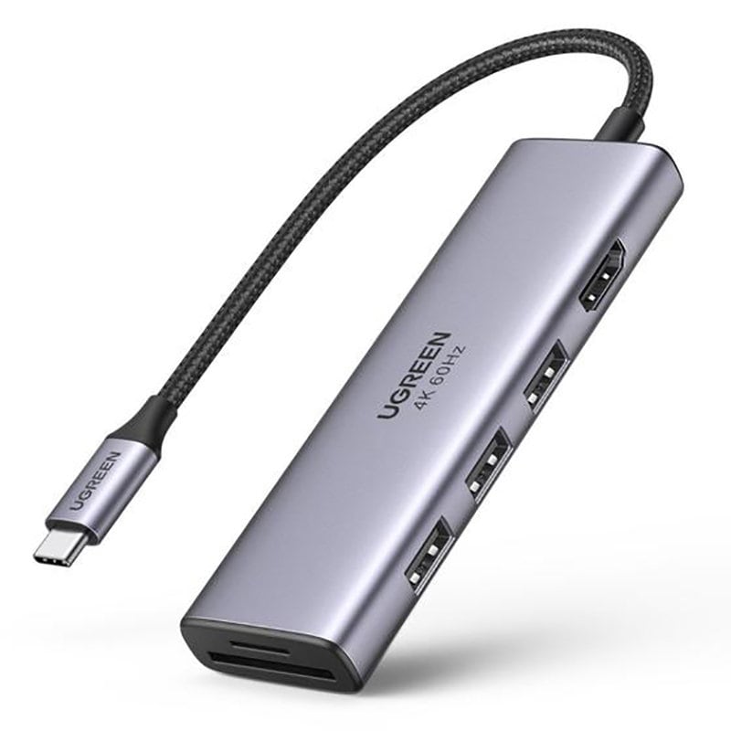 Ugreen multifunktionell USB-C-hubb – 3x USB 3.2 Gen 1 / HDMI 4K 60 Hz / SD/TF, grå (60383)