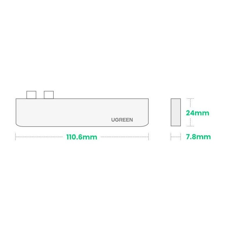 HUB Ugreen 60559 2x USB-C/USB-C PD (TB3, 100W, 4K60, 10Gbps) HDMI 4K30 3x USB3 Grå