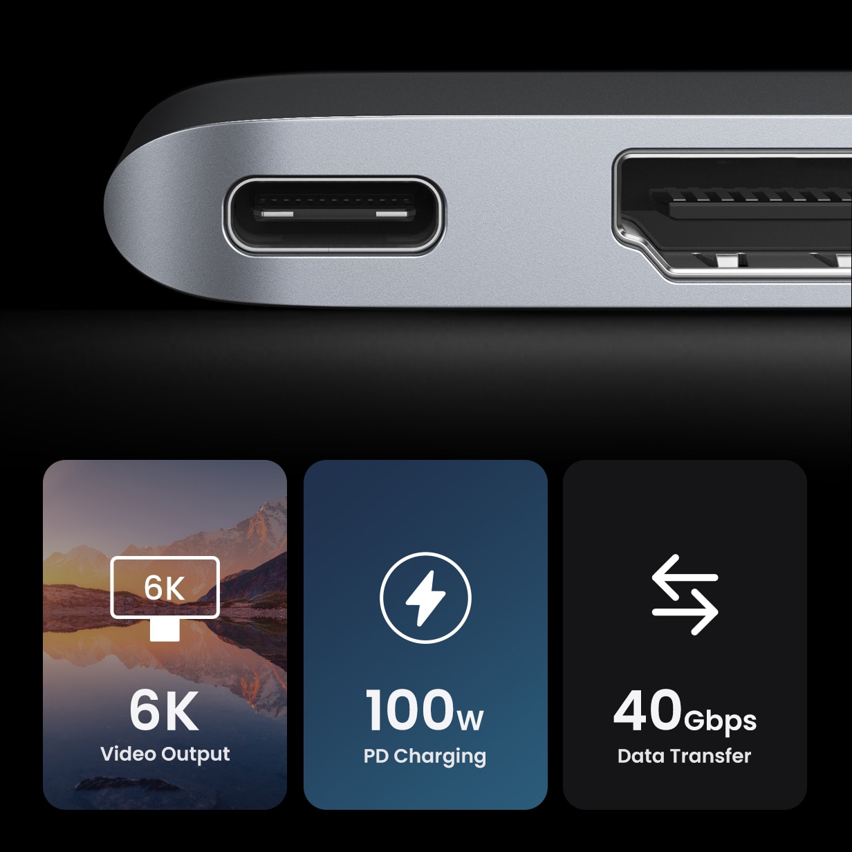 HUB Ugreen CM380 2xUSB-C – HDMI/2xUSB 3.0/SD TF/USB-C PD – grå