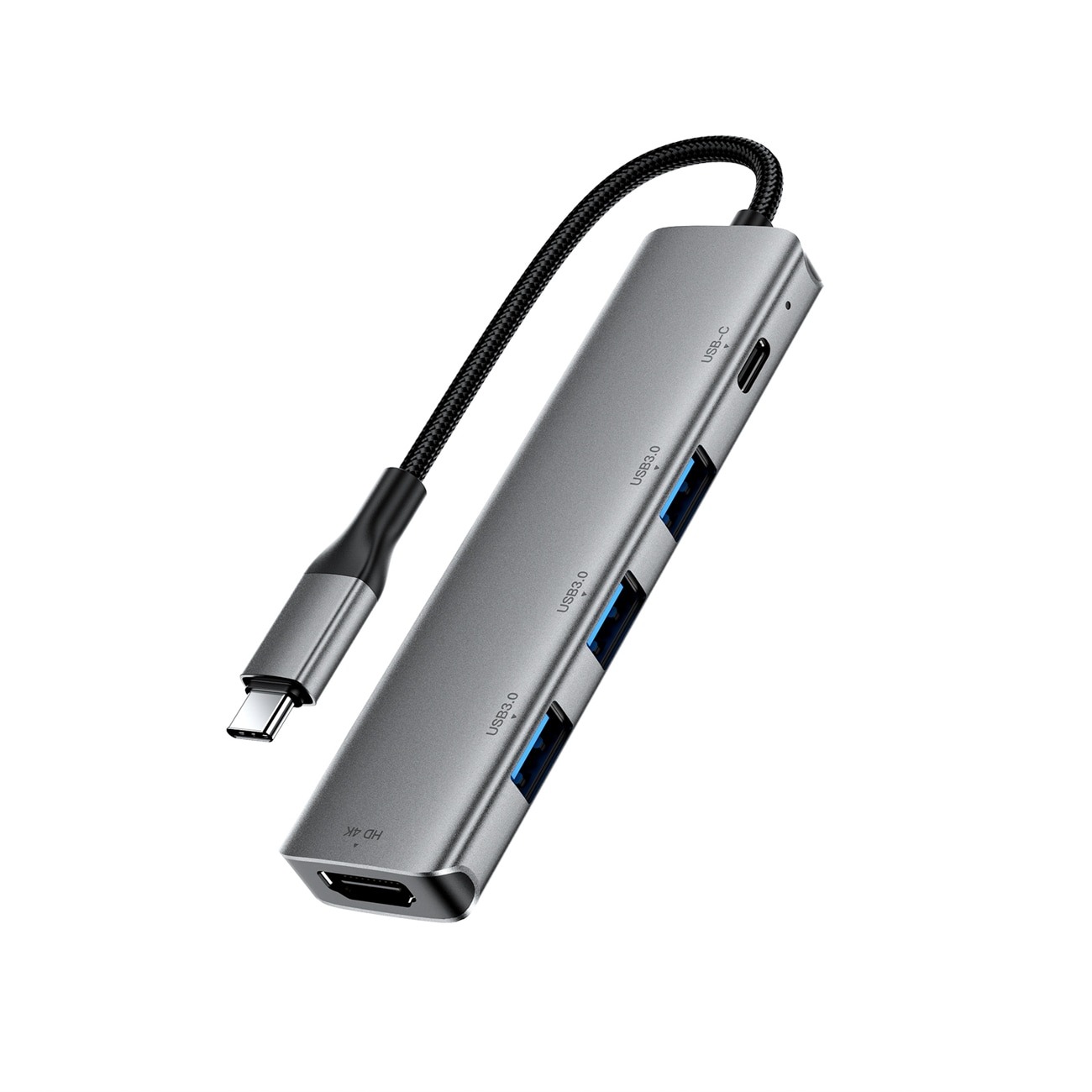 Acefast J16 USB-hubb med USB-C, 5-i-1, HDMI 4K 60 Hz, PD 90 W, dockningsstation – grå