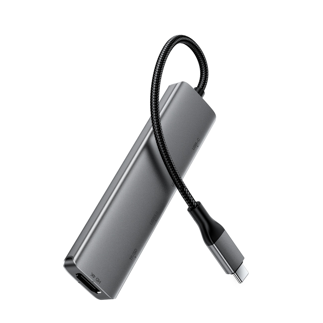 Acefast J18 USB-hubb med USB-C, 6-i-1, HDMI 4K 60 Hz, PD 90 W, dockningsstation – grå