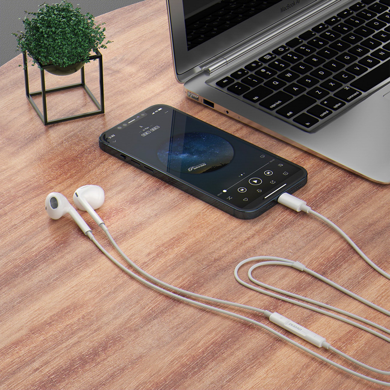Dudao X14PROL-W1 Lightning-hörlurar - vita / In-ear-hörlurar / Kabelhörlurar
