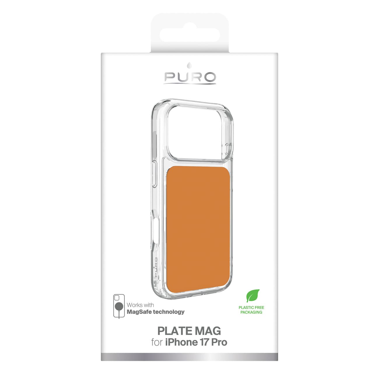 Puro Plate Mag-etui til iPhone 17 Pro, kompatibelt med MagSafe – orange