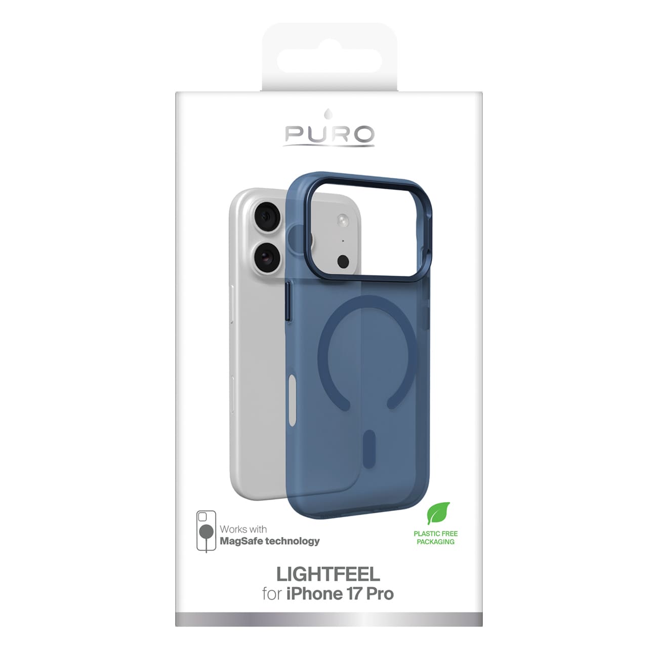 Puro Lightfeel iPhone 17 Pro-etui, kompatibelt med MagSafe – klarblåt