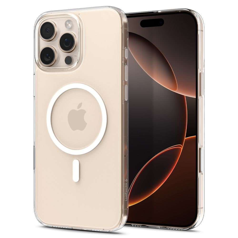 Spigen Thin Fit MagSafe-etui til iPhone 16 Pro Max – gennemsigtigt og hvidt