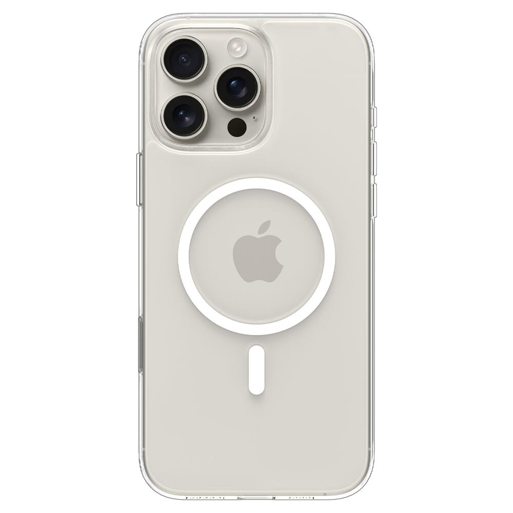 Spigen Thin Fit MagSafe-etui til iPhone 16 Pro Max – gennemsigtigt og hvidt