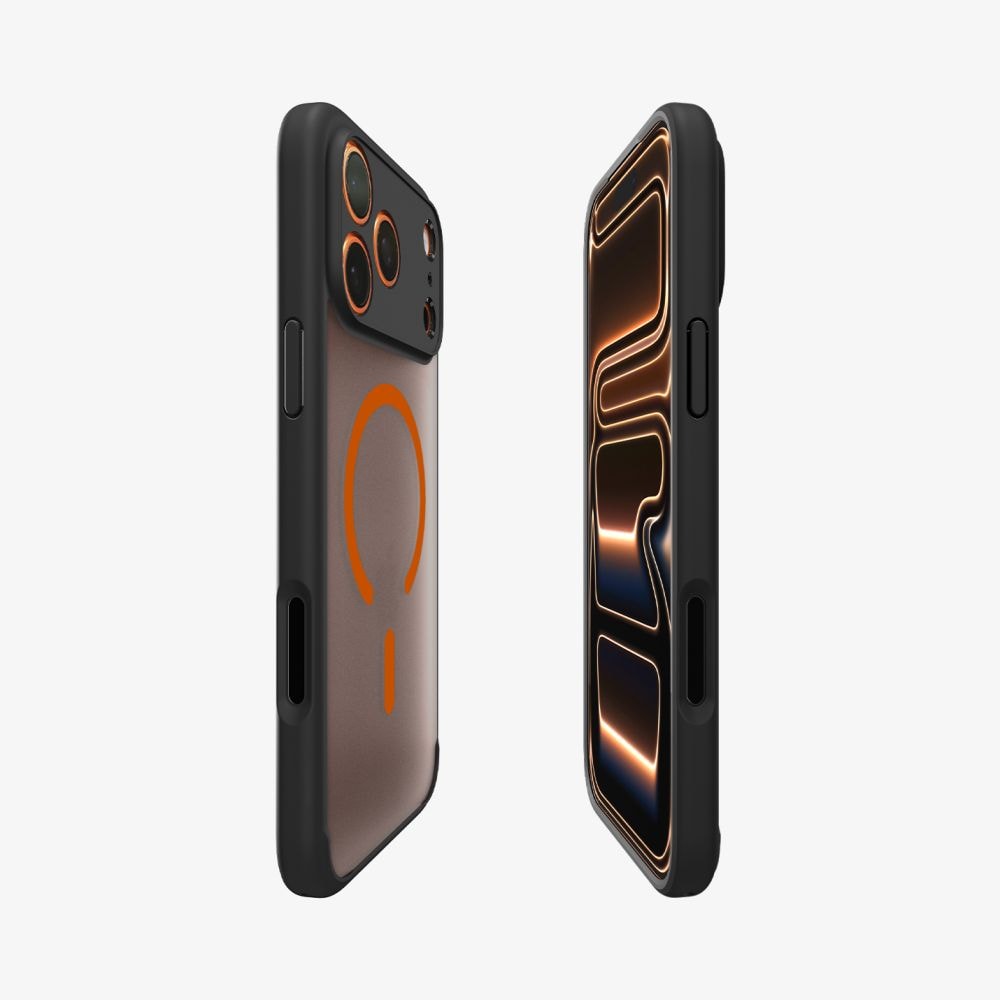Spigen Ultra Hybrid MagSafe-etui til iPhone 17 Pro – sort og orange