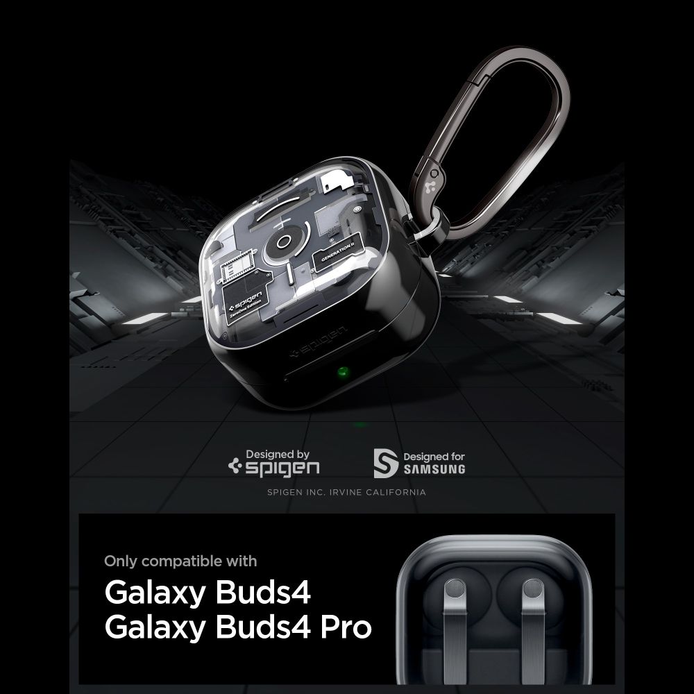 Spigen Ultra Hybrid Zero One-etui til Samsung Galaxy Buds 4 / 4 Pro – Sort
