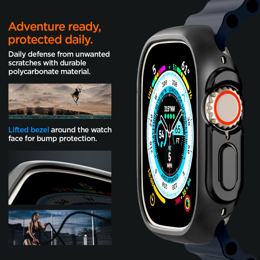 Spigen Thin Fit-fodral för Apple Watch Ultra (49 mm) – Svart