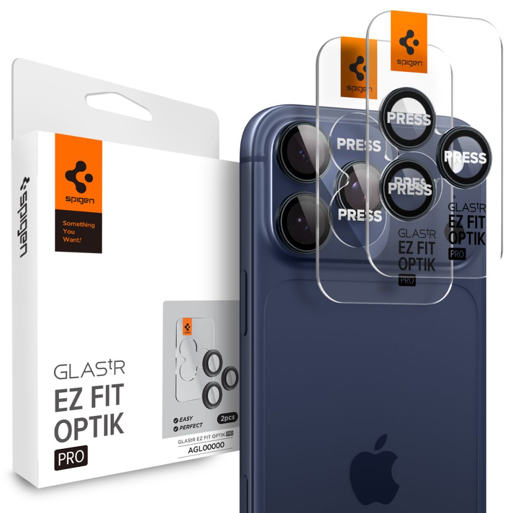 Spigen Optik.tR EZ Fit kameraskydd iPhone 14/15 Pro/Pro Max – Titanium Blue, 2-pack