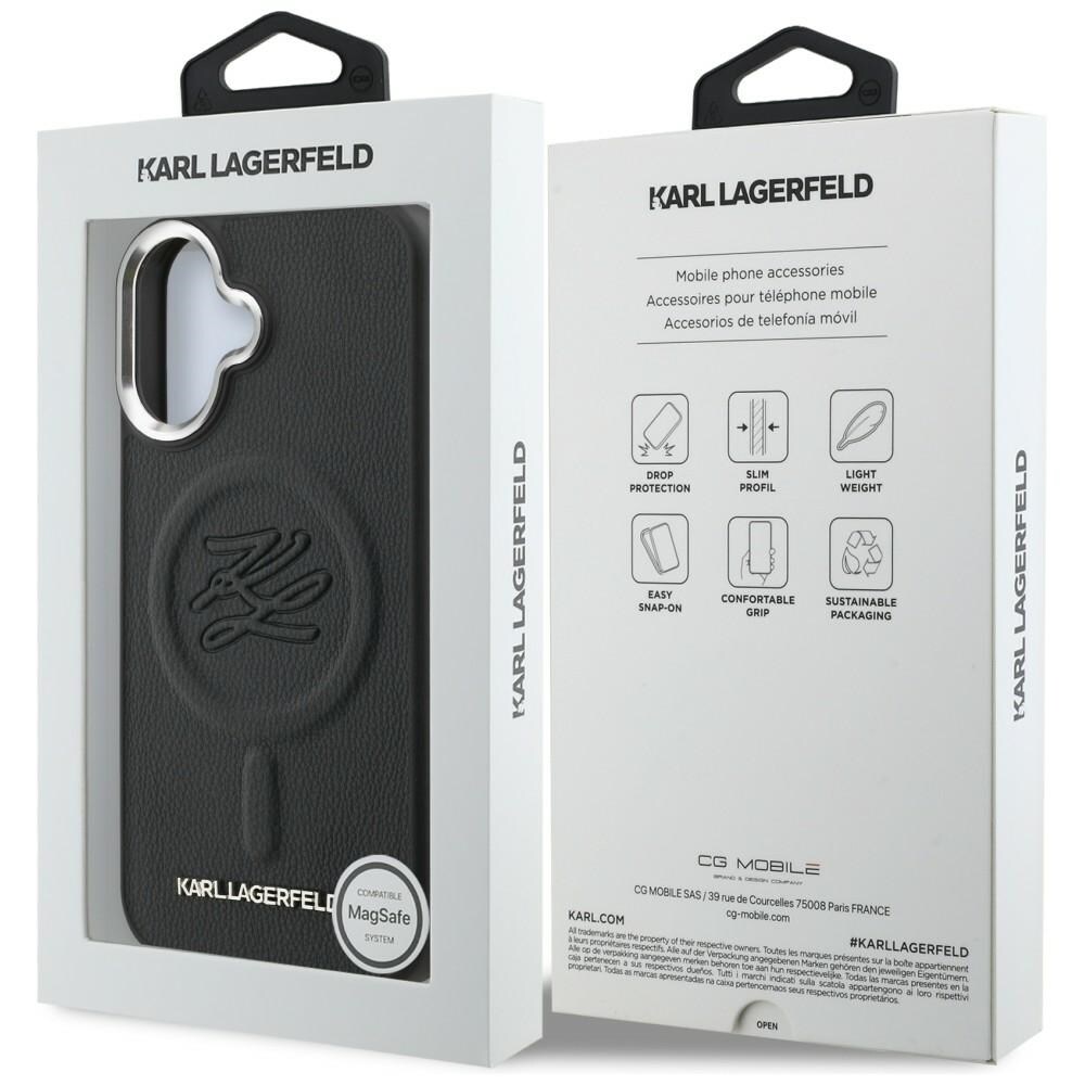 MagSafe-fodral med Karl Lagerfelds initialer och metalllogotyp för iPhone 16 – Svart