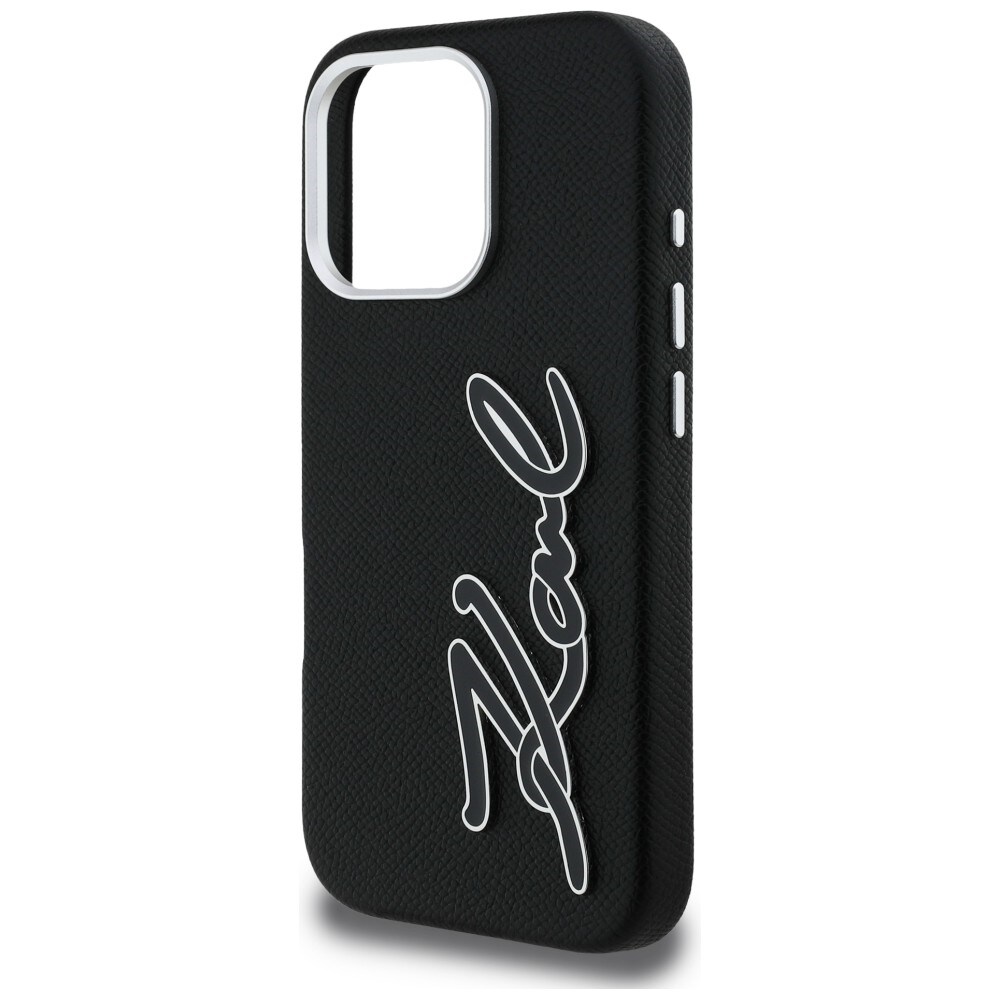 Karl Lagerfeld FW iPhone 16 Pro-fodral med strukturerad signaturlogotyp – svart