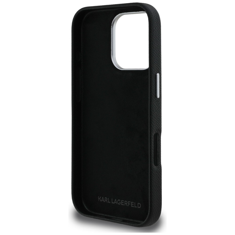 Karl Lagerfeld FW iPhone 16 Pro-fodral med strukturerad signaturlogotyp – svart