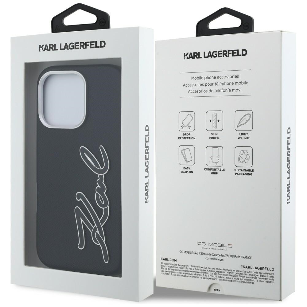 Karl Lagerfeld FW iPhone 16 Pro-fodral med strukturerad signaturlogotyp – svart