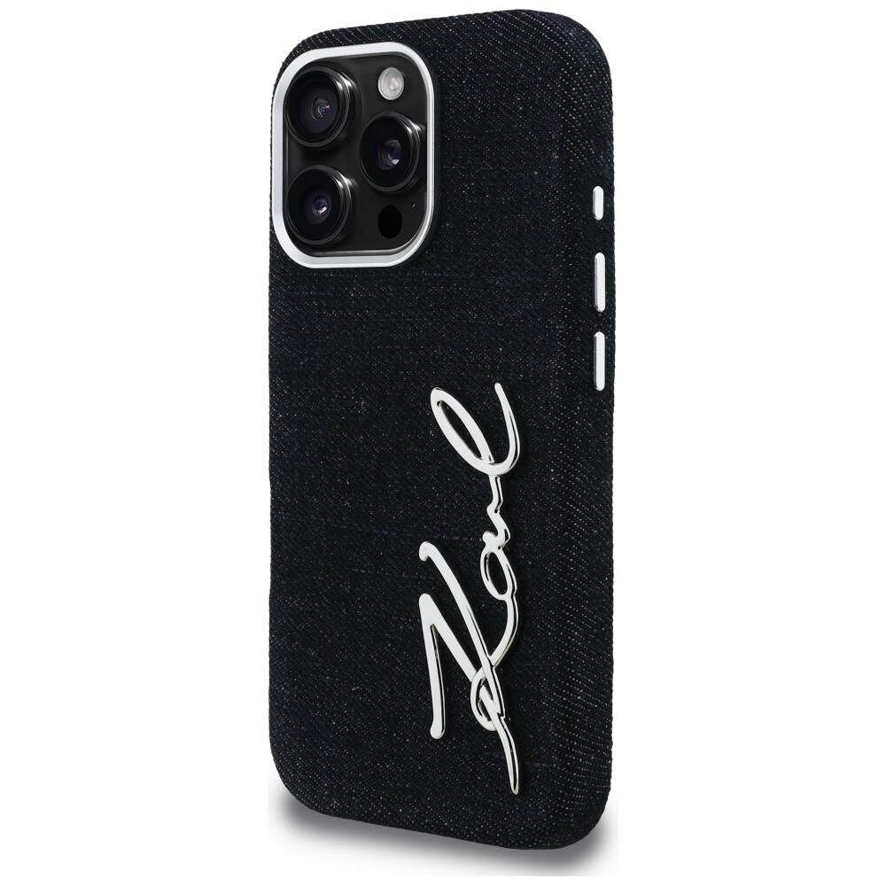 Karl Lagerfeld FW Jeans iPhone 16 Pro Max-etui med signaturlogo – sort