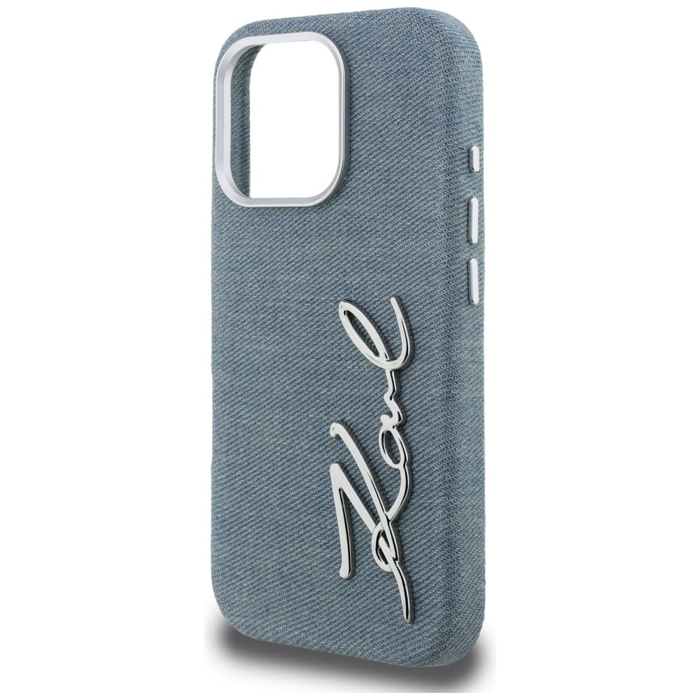 Karl Lagerfeld FW Jeans iPhone 16 Pro-etui med signaturlogo – Blå