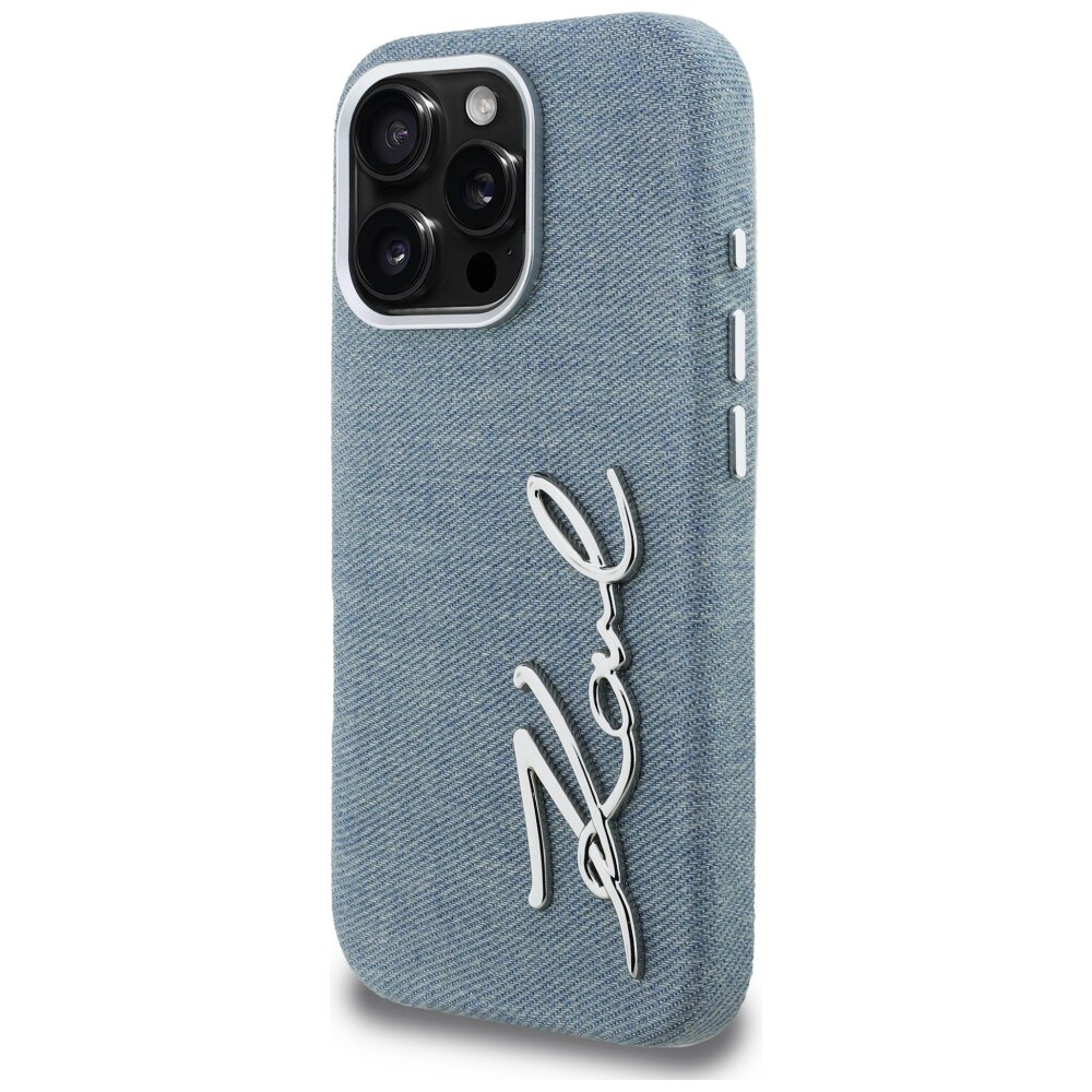 Karl Lagerfeld FW Jeans iPhone 16 Pro Max-etui med signaturlogo – Blå
