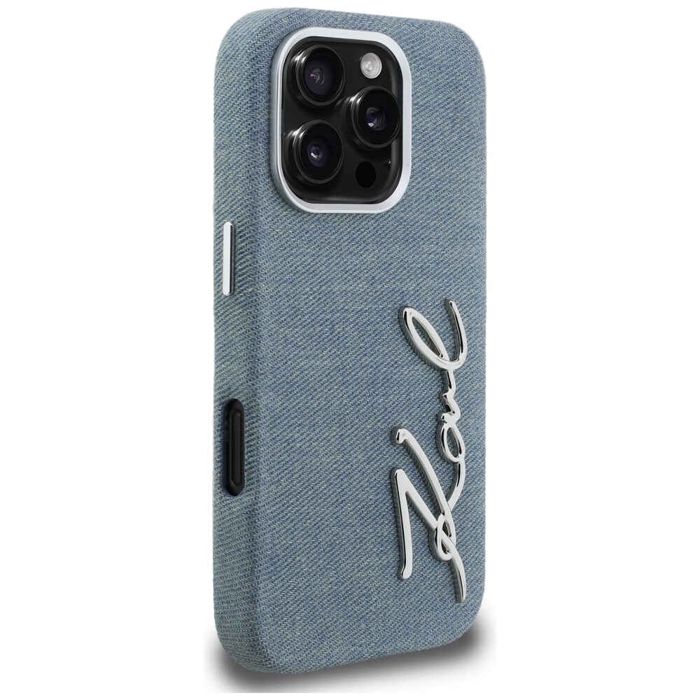 Karl Lagerfeld FW Jeans iPhone 16 Pro Max-etui med signaturlogo – Blå
