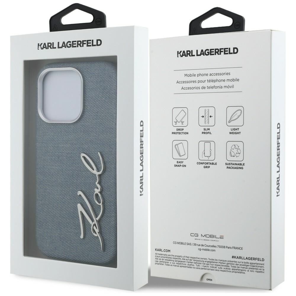 Karl Lagerfeld FW Jeans iPhone 16 Pro Max-etui med signaturlogo – Blå