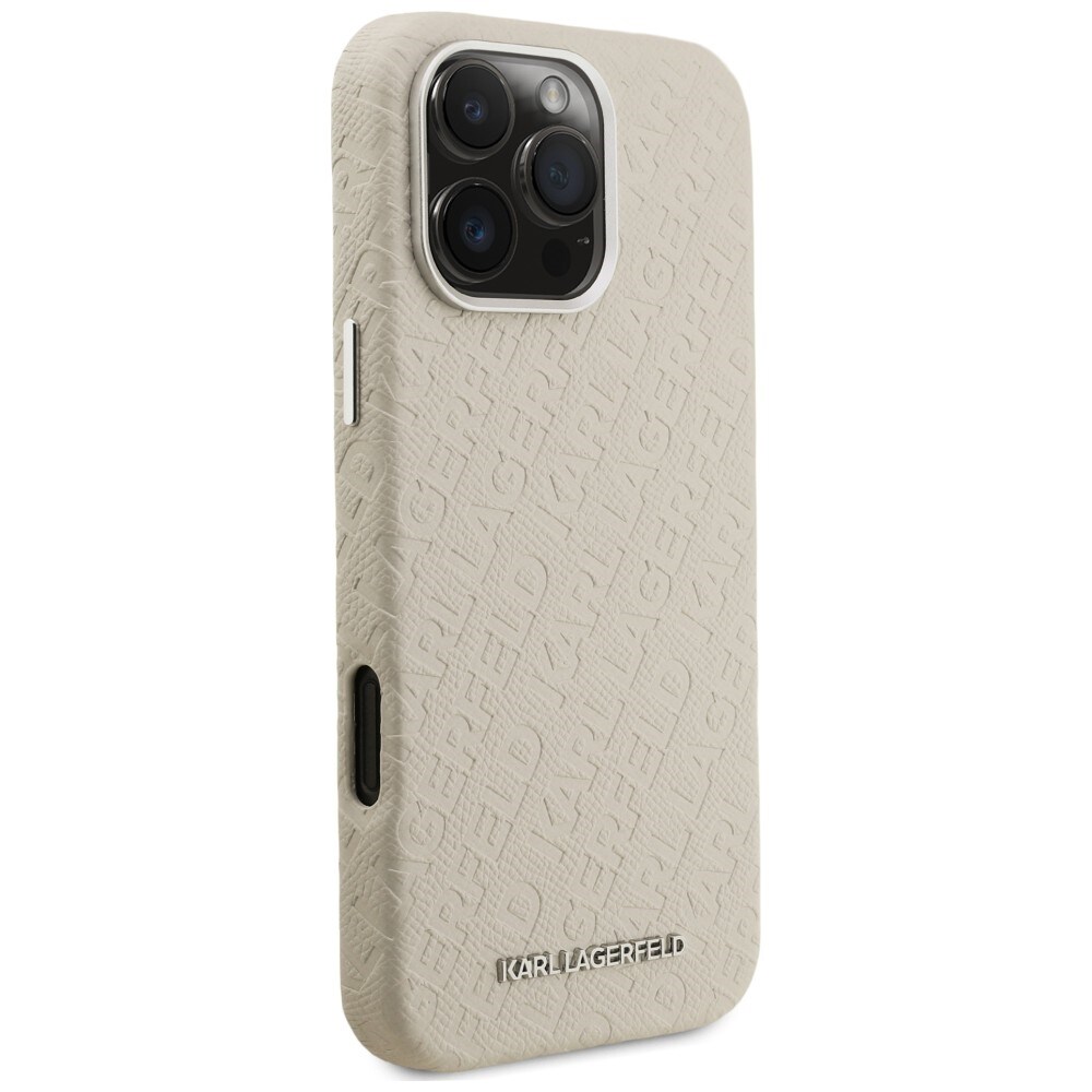 Karl Lagerfeld FW – Karl MagSafe-fodral med tryck för iPhone 16 Pro – beige