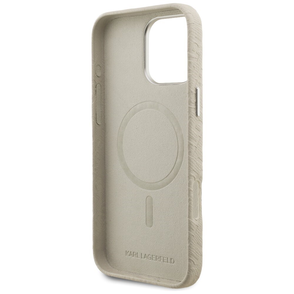 Karl Lagerfeld FW – Karl MagSafe-fodral med tryck för iPhone 16 Pro – beige