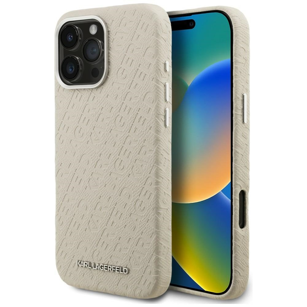 Karl Lagerfeld FW – Karl MagSafe-fodral med tryck för iPhone 16 Pro Max – beige